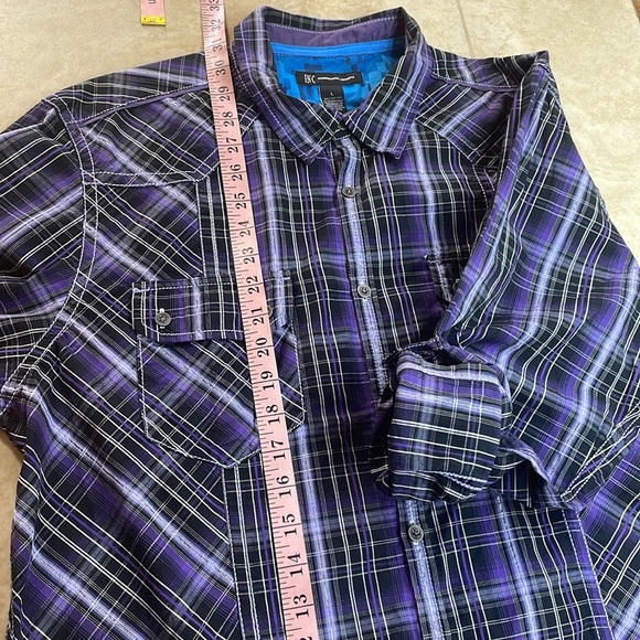 INC International Concepts Purple Plaid Western Shirt Men’s Large Long Sleeve - Picture 13 of 14